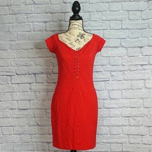 Guess Dress Leather Details Red